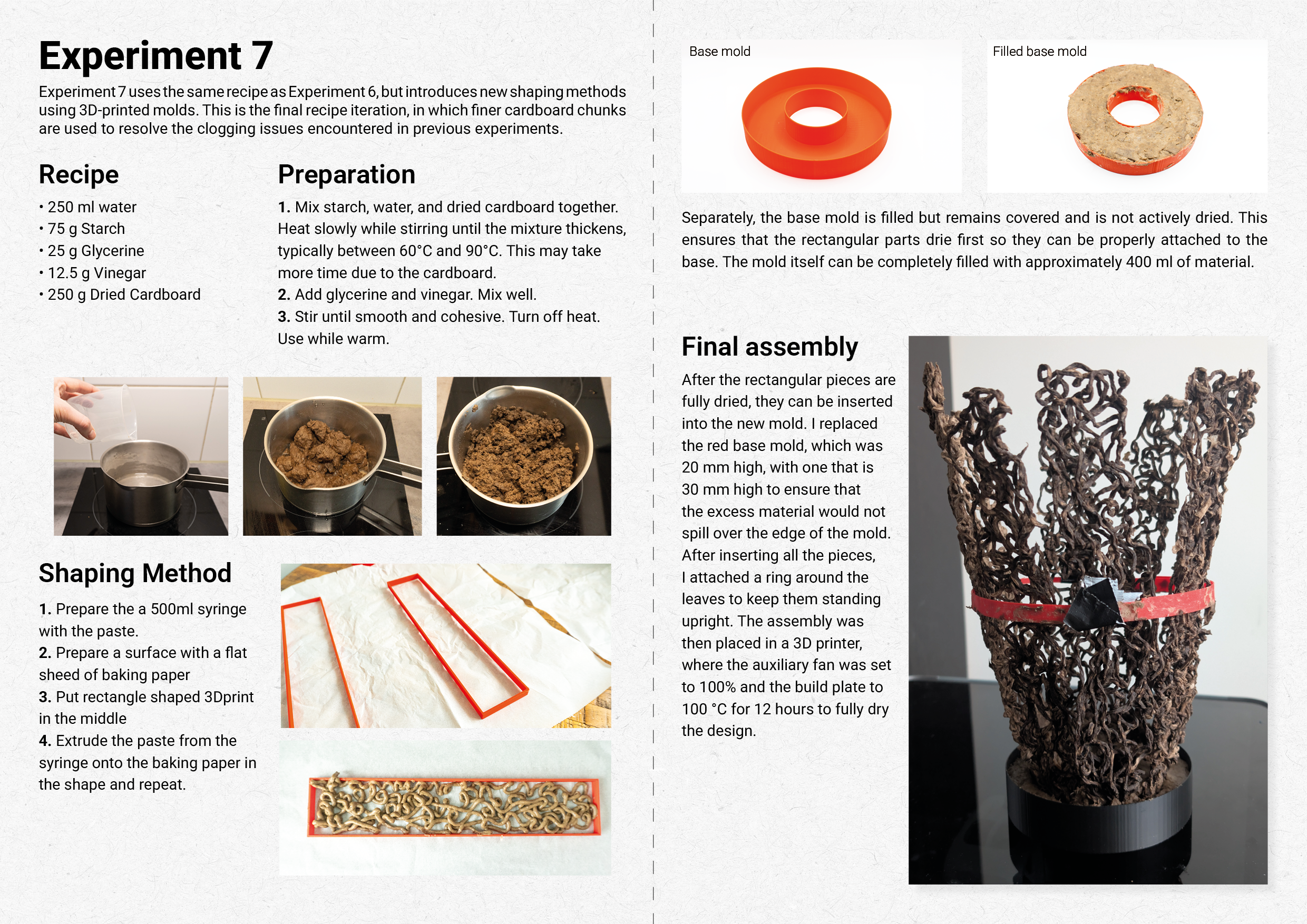 Orange circular mold used for cardboard composite tests
